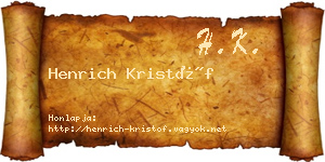Henrich Kristóf névjegykártya